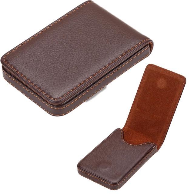 Porta Biglietti Da Visita In Legno Di Noce E Ottone - Organizer Per Scrivania, Regalo Elegante - Foto 10