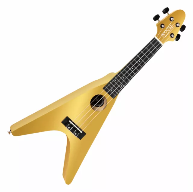 Ukulele Soprano au design Heavy Metal FV Hawaii Acoustic Guitare 15 Frettes doré