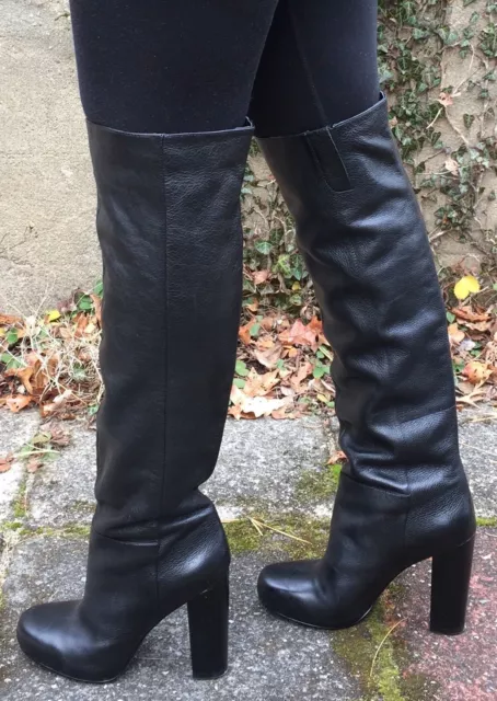 Nine West “Cropshop” Black Leather Over the Knee Boots U.S. Size 8M