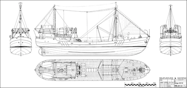Plan De Modélisme Bateau De Pêche Nietlogger 1949 RDA - Échelle 1:50, Neuf