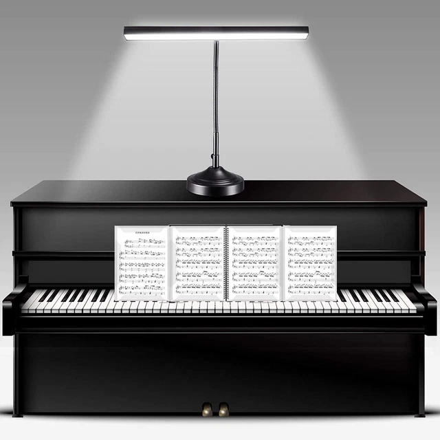 LED Piano Desk Lamp, 2-In-1 Bright Flexible Tall Table Lamp with Base & Clamp In