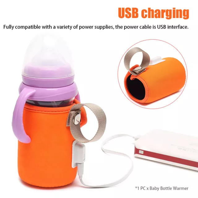 USB Heating Travel Portable Baby Bottle Warmer Insulation Cover Car Keep Warm