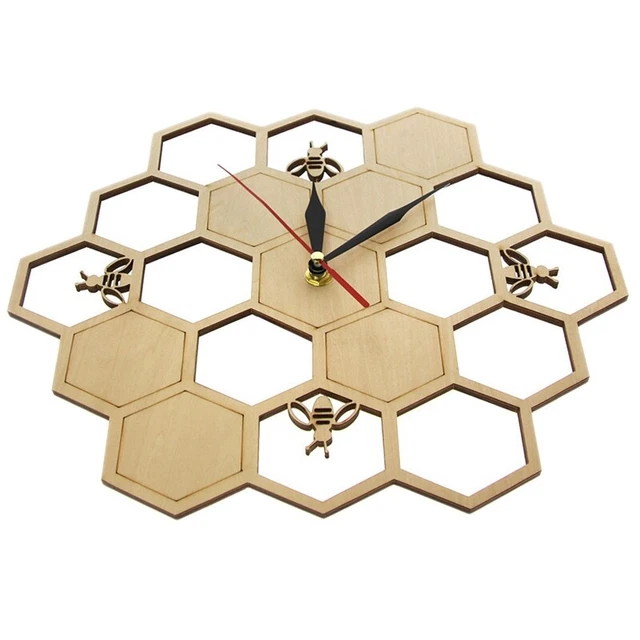 Orologio nel Legno Tagliato su Honey Comb Hexagon Nature Watch Or L3N6