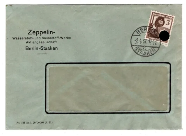 Zeppelin / Poste Aérienne 1937 Enveloppe Wasserstoff-Sauerstoff Ag Berlin (AA241