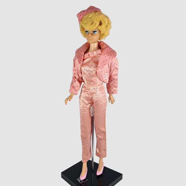 VINTAGE BARBIE PINK Satin Glitter Outfit Black Label 1963 - Main Image