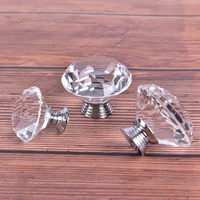 Crystal Glass Knobs Cupboard Drawer Pull Cabinet Door Wardrobe Handles Hardw~m' 2