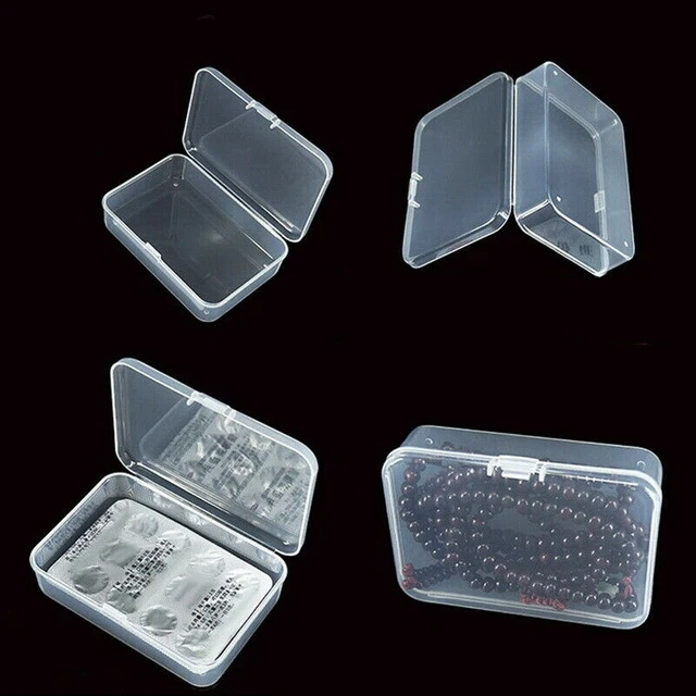 5/10Pcs Mini Clear Plastic Small Box Hook Jewelry Earplugs Container Storage