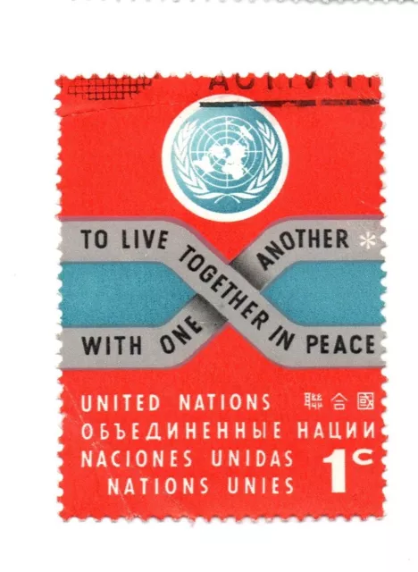 United Nations 1961 To Live Together in Peace 1c Used Stamp Lightly Hinged (a1)