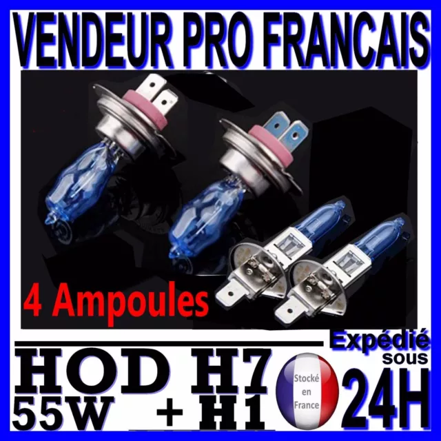 Kit De 4 Ampoule Plasma Hod H1 H7 55W Lampe Halogene Feu Xenon Superwhite 6000K