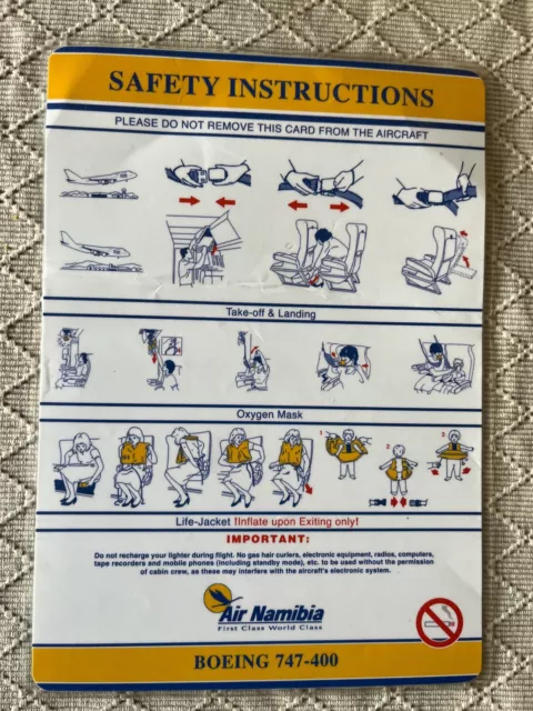 AIR NAMIBIA- B 747-400- Safety Card