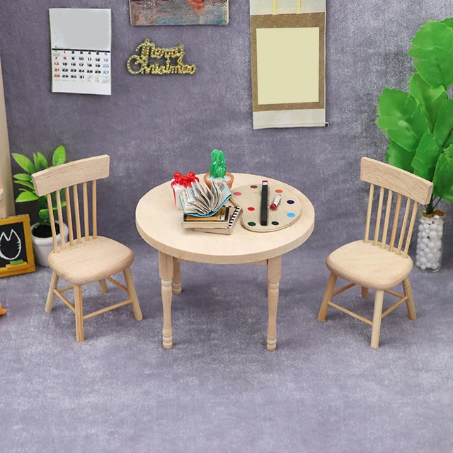 1Set Miniatur-Tischstuhl Schöne gute Handwerkskunst Tischstuhl Mini-Modell Holz
