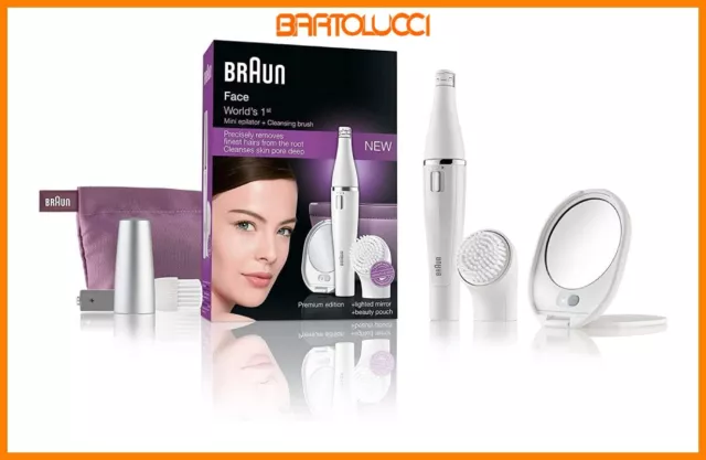 Braun Face830 Spa - Depilatore Donna Epilatore Viso, Specchio e Pochette, Bianco