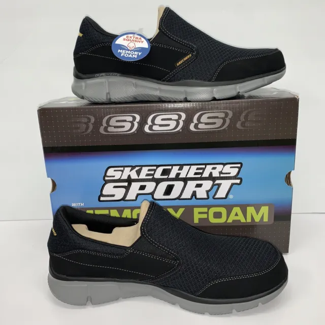 Skechers Mens Equalizer-Persistent Black Slip-On Sneakers 11.5 NIB