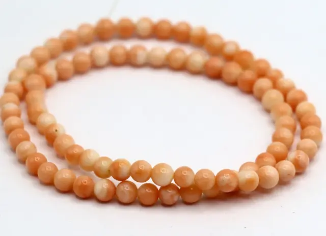 100% Natural Coral Gemstone Nude Color Round Beaded Necklace Loose Strand Single