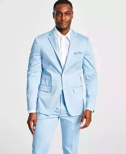 Calvin Klein Mens Slim Fit Cotton Suit Jacket Blue 40R