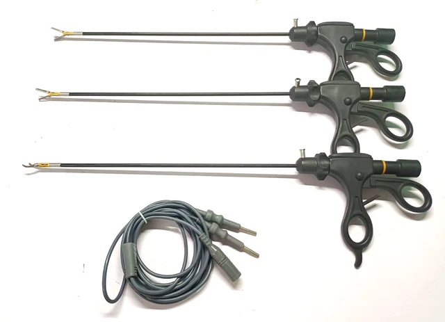 3pc Laparoscopic Maryland, Ruby Fenestrated Bipolar Forceps Surgical Instrument
