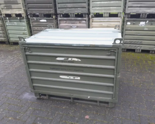 Boxpalette TOP Zustand m. Deckel Palettenbox Stapelbox Box Bw Bundeswehr BUND