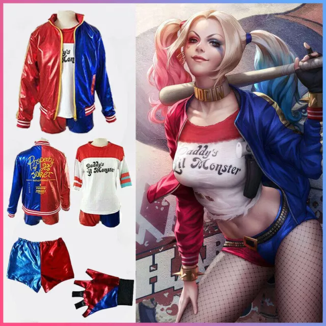 Adult Kids Cosplay Costume Harley Quinn Suicide Squad Halloween Fancy Dress Gift