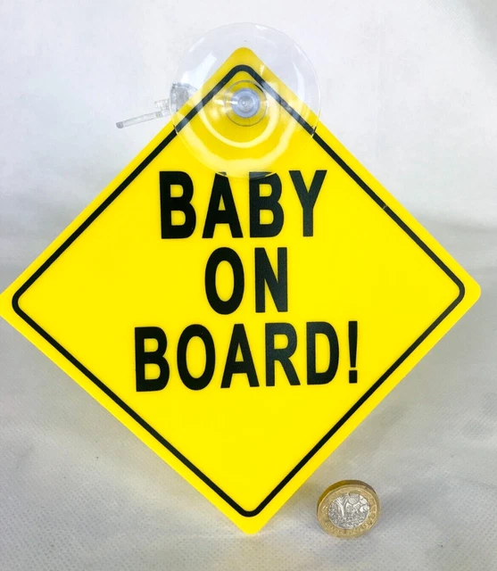 Auto Sicherheitsschild Baby an Bord neu einfach zu montieren gelb hell 12,5 x 12,5 cm dup