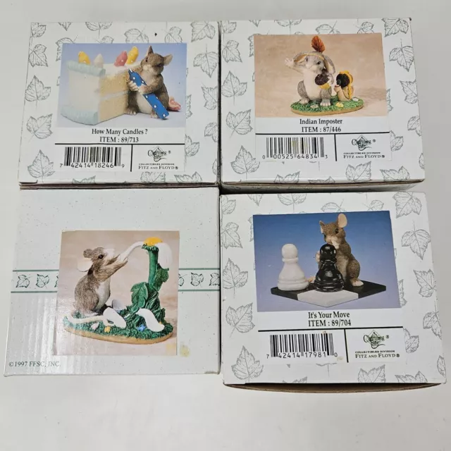 Lot of 4 Fitz Floyd Charming Tails Mouse NIB