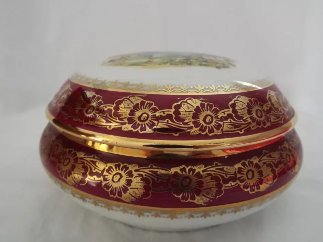 Coffret  bijoux bonbonnière en porcelaine de Limoges Lazeyras décor Watteau