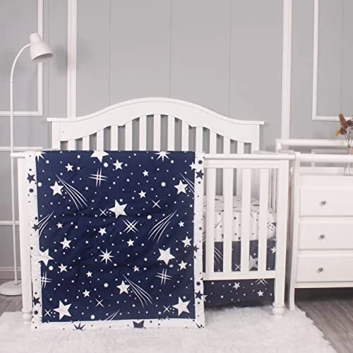3 Piece Crib Bedding Set for Baby Boys Girls, Classic Nursery Bedding
