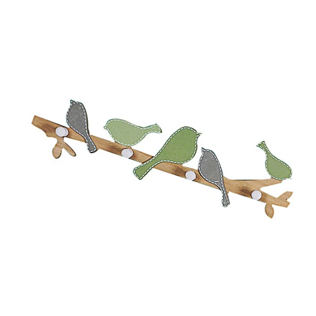 Heavy Duty Wooden Hooks Coat Jacket Clothes Rack Shelf Creative Birds Design