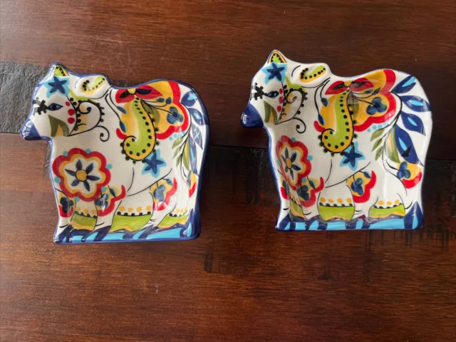 LOT OF 2 Espana Lifestyle Bocca Cow DIPPING SAUCE TIDBIT Bowl Dish Floral