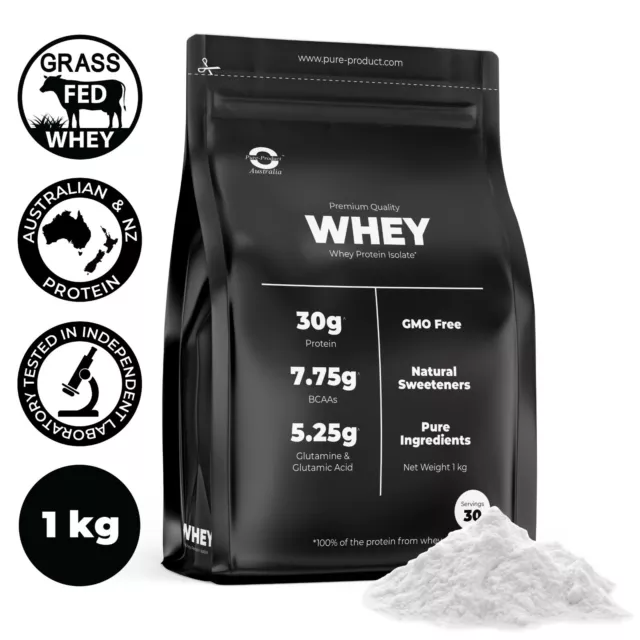 1Kg 100%   Whey Protein Isolate Unflavoured  -  Grass-Fed   100% Wpi