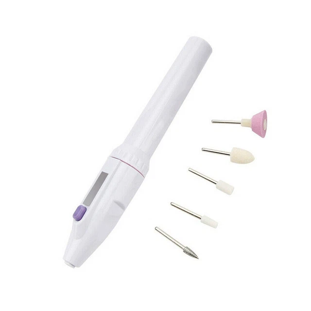 Práctico pulidor de uñas eléctrico talla afilado blanco 9 cm/6 taladro