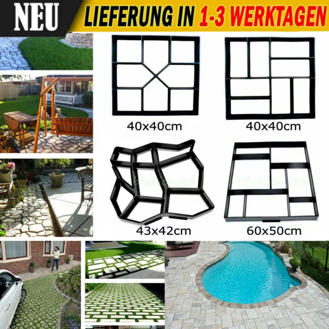 4er Pflasterform Gehweg Betonpflaster DIY Schalungsform Garten Schablone aus DE 2