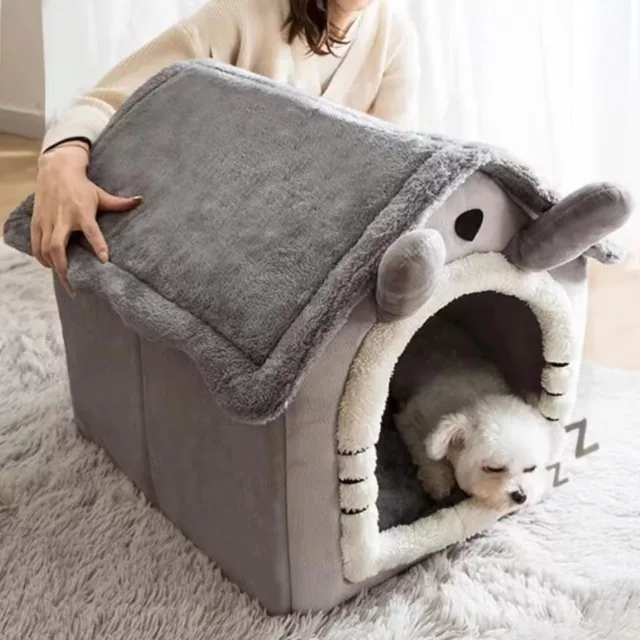 Pet Cat Dog Lovely Warm Kennel Large Cave Bed Nest Indoor Winter Cozy House