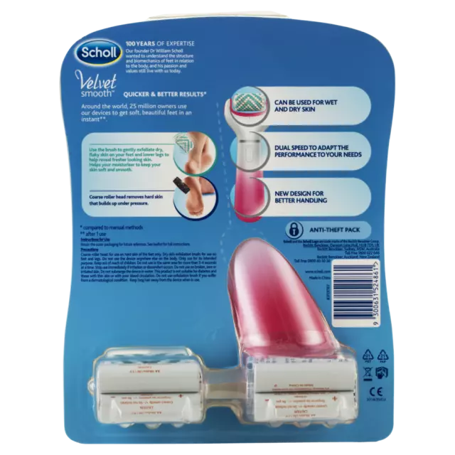 Scholl Velvet Smooth Electronic Foot Care System - Pink Hard Skin Removal 2