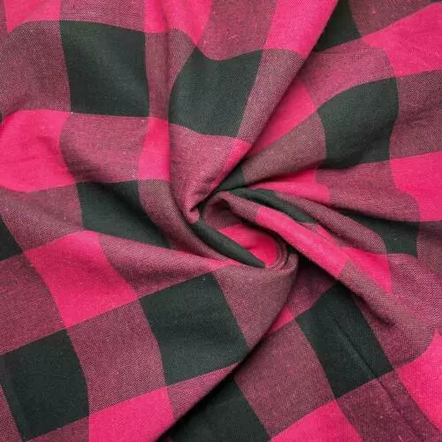 *Clearance* Luxury Gingham Check 100% Cotton Linen Woven Material Fabric 44"