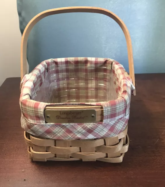 Longaberger Dresden Basket 2003 with Liner And Protector, Swinging Handle EUC