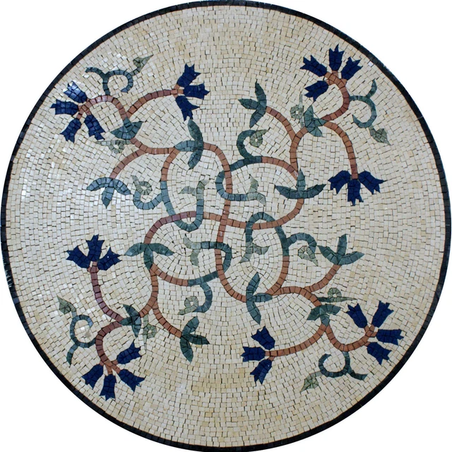 Médaillon rond Home Floor Art Table Top Mosaïque de marbre