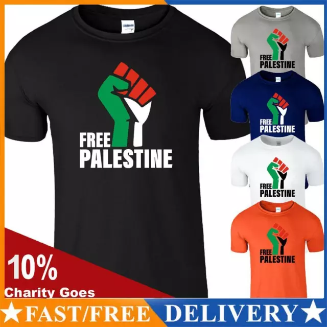 Free Palestine Print Freedom Peace Top Solid Color Cotton Crew Neck Daily Outfit