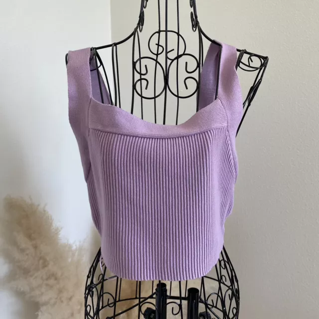 House Of Harlow 1960 Ribbed Knit Cross Tank Top Lavender Size XL NWT