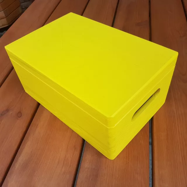 WOODEN BOX / TOY BOX 30x20x13cm IN FOUR TYPES, IN YELLOW COLOR