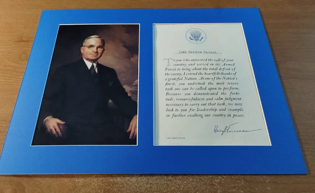 President Harry S. Truman Authentic WWII White House Certificate w/ Signature