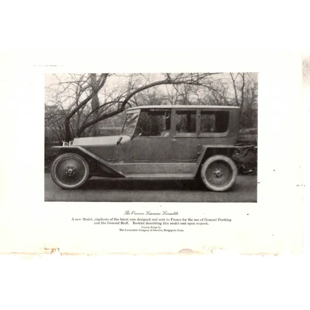 The Overseas Limosine Locomobile 1919 Adverting Print Ad Antique Bridgeport Conn