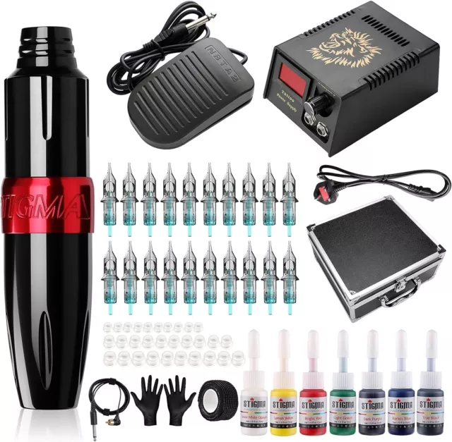 Stigma Tattoo Machine Kit Professional Rotary Pen with 20Pcs Cartridges Needles