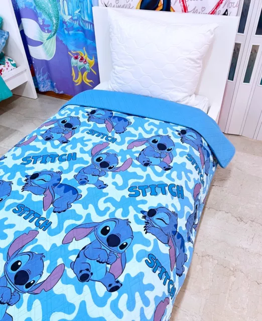 Disney Stitch Bleu Couvre-Lit 170x250 CM Lit Simple Courtepointe Été