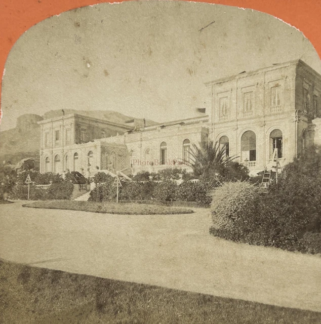 Monaco Monte-Carlo La Facade from the old casino C1865 Photo Stereo Vintage
