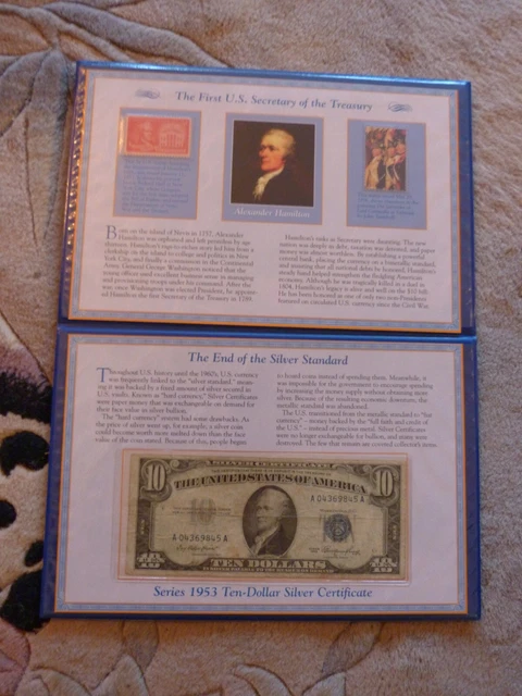 PCS AMERICA'S LAST TEN-DOLLAR SILVER CERTIFICATE - w POSTAGE STAMPS
