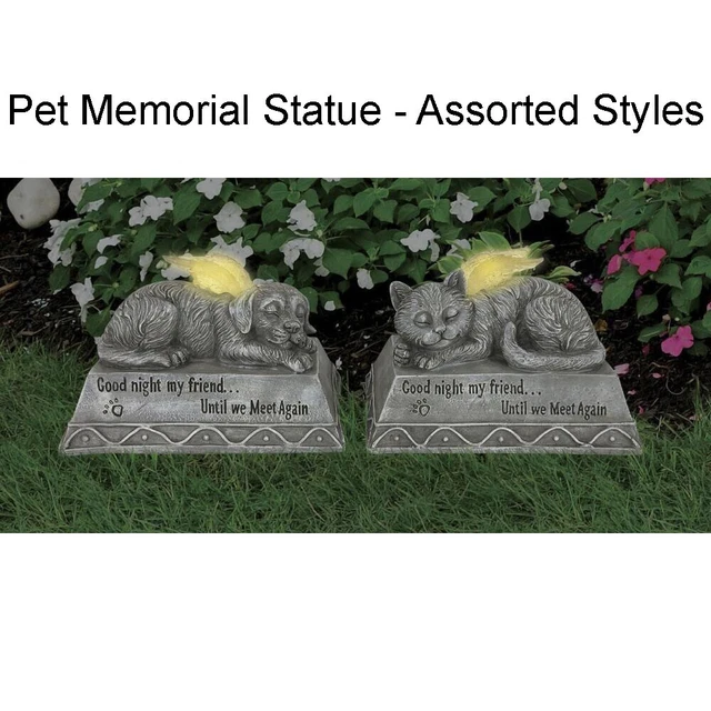 Pet Memorial Sleeping Statue with LED lighted Angel Wings - Assorted Styles