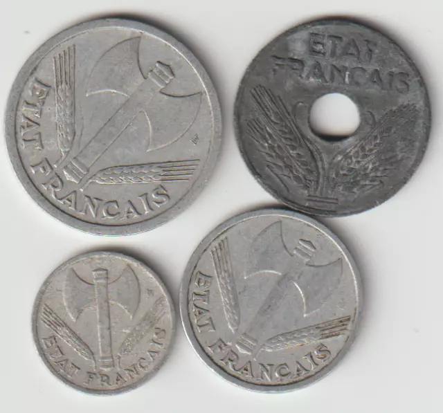 4 different world coins from VICHY FRANCE - scarce