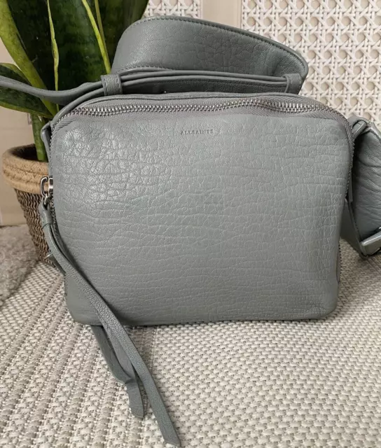 Allsaints Small Ely Snakeskin Embossed Leather Crossbody Bag In Grey Multi