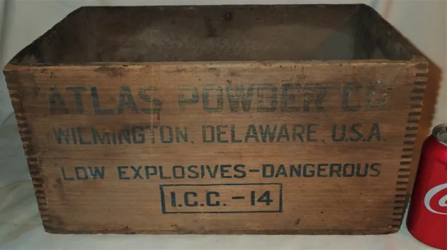 Antique Atlas Powder Usa Blakstix Explosives Dynamite Wood Sign Box World Globe