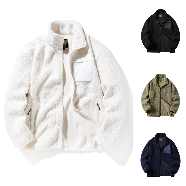 Mens Warm Polar Fleece Jacket Zip Up Coat Long Sleeve Windproof Outdoor Overcoat